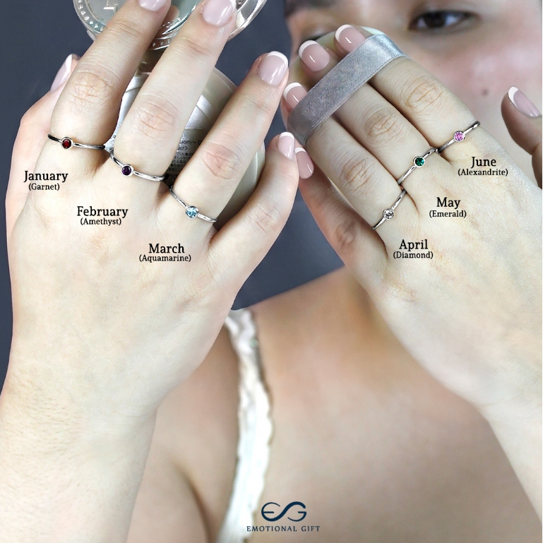 เงิน 925 เเท้ เเหวนหินประจำเดือนเกิด Silver 925 Birth Stone Ring | ของขวัญมีความหมาย ของขวัญแทนใจ