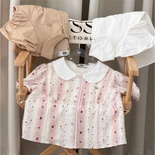 SISSY : เสื้อคอบัวแขนตุ๊กตา (S-XXL) แต่งจับจีบช่วงใต้อก เนื้อผ้านุ่มเบา มีซับใน ทรงหวานละมุน