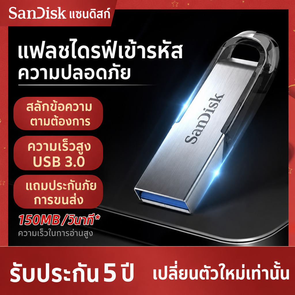 แฟลชไดรฟ์ USB SanDisk SDCZ73 ขนาด 256GB 128GB 64GB 32GB USB 3.0 ไดรฟ์ปากกาโลหะเข้ารหัส หน่วยความจำ USB3.0 U Disk