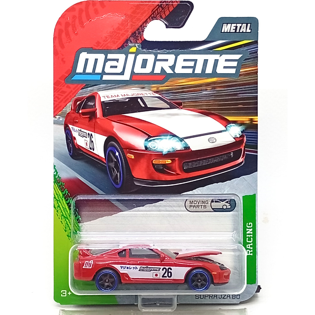Majorette Toyota Supra JZA80 - Racing no.26 สีแดง/ขาว แบบล้อ 6SBBL สเกล 1/60 (8 cm) Package แบบยาว