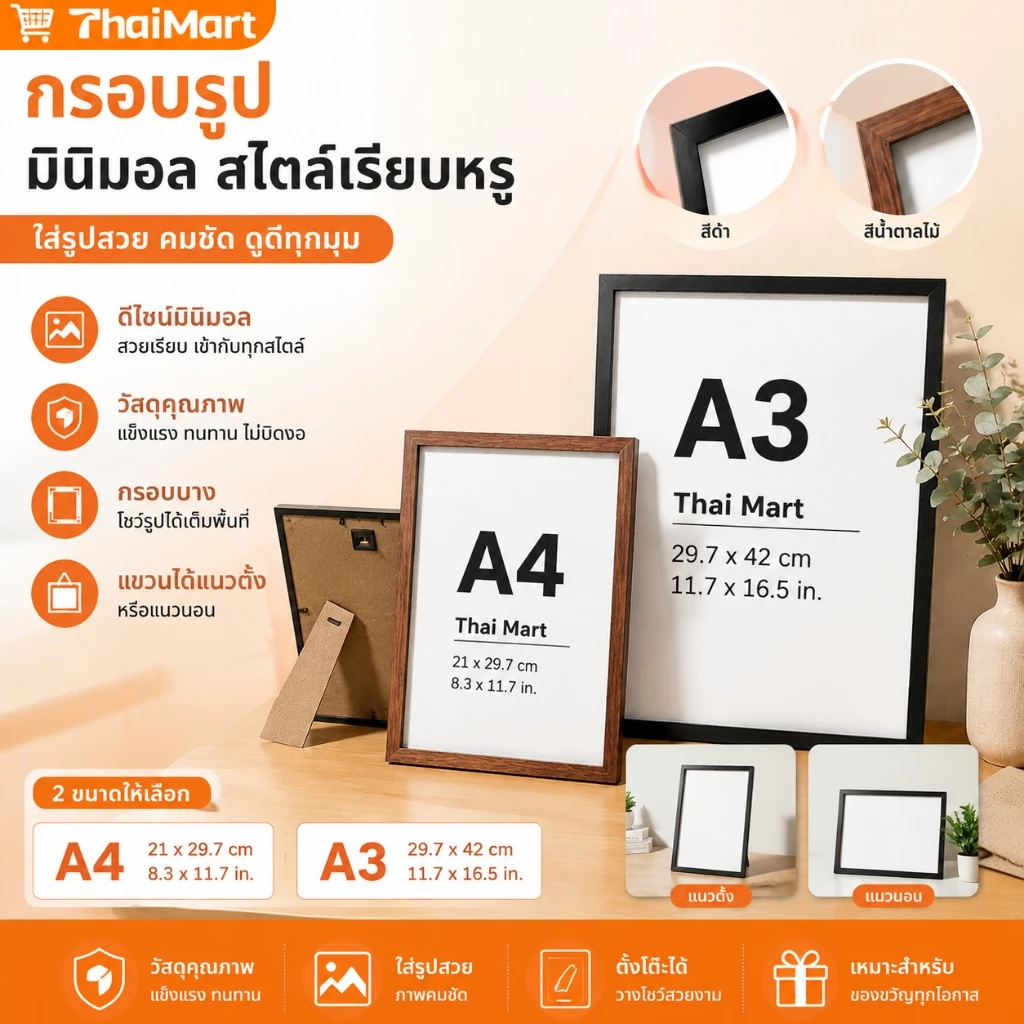 กรอบรูป A4/A3 กรอบรูปมินิมอล Modern Minimal Photo Frame SizeA4 21x29.7cm/29.7*42 cm