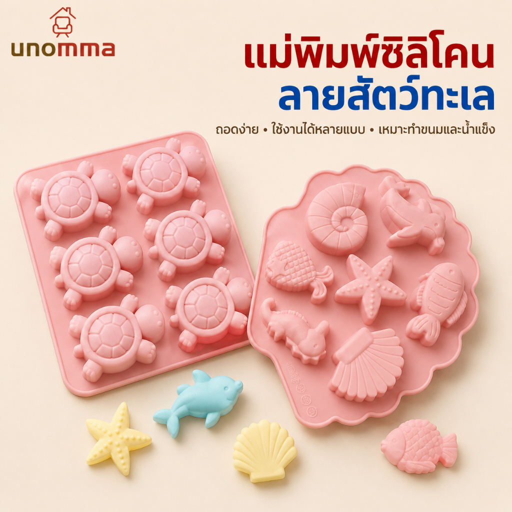 🎈COD🎈 แม่พิมพ์ซิลิโคนรูปเต่า 6/7 ช่อง แม่พิมพ์ทำมูส สบู่ทำมือ เทียนอโรมา และขนม DIY unomma