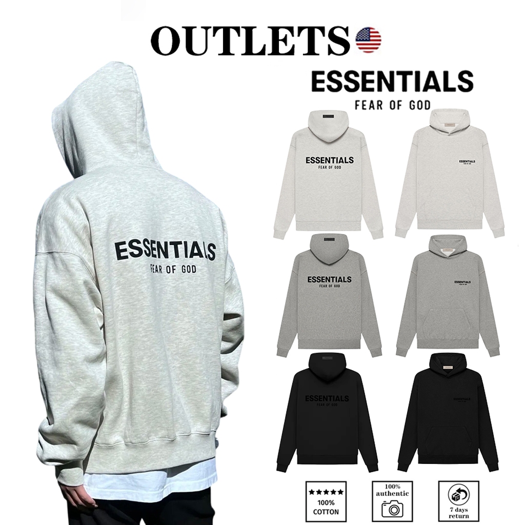 OUTLETS 🇺🇸 Fear of God EssentIaIs HoodIe FOG ( SS22 ) แท้100% สําหรับผู้ชาย และผู้หญิง หลวมเสื้อฮู้ด