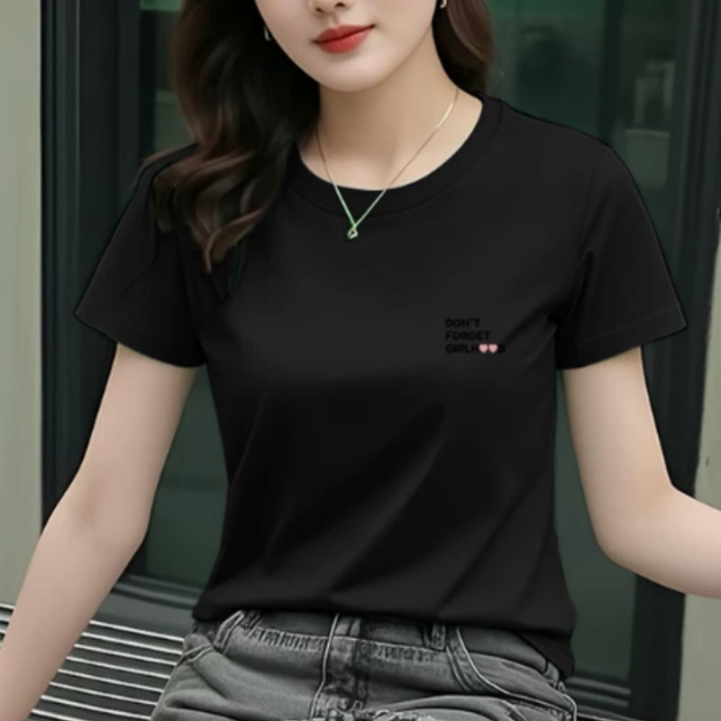 เสื้อยืดแขนสั้นสีพื้นดีไซน์สไตล์อเมริกันคุณภาพสูง ลวดลายตัวอักษร สไตล์ใหม่รับซัมเมอร์ ลำลอง ทันสมัย ​​และเรียบง่าย เหมาะ