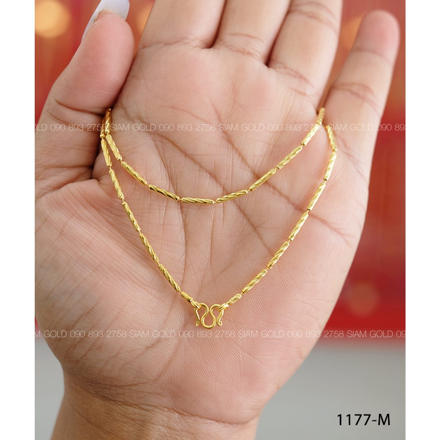 [งานเกรด M ใช้ทน] สร้อยคอลายปล้องตัดลาย 1 ส.รหัส 1177-M รัตนะ จิวเวลรี่