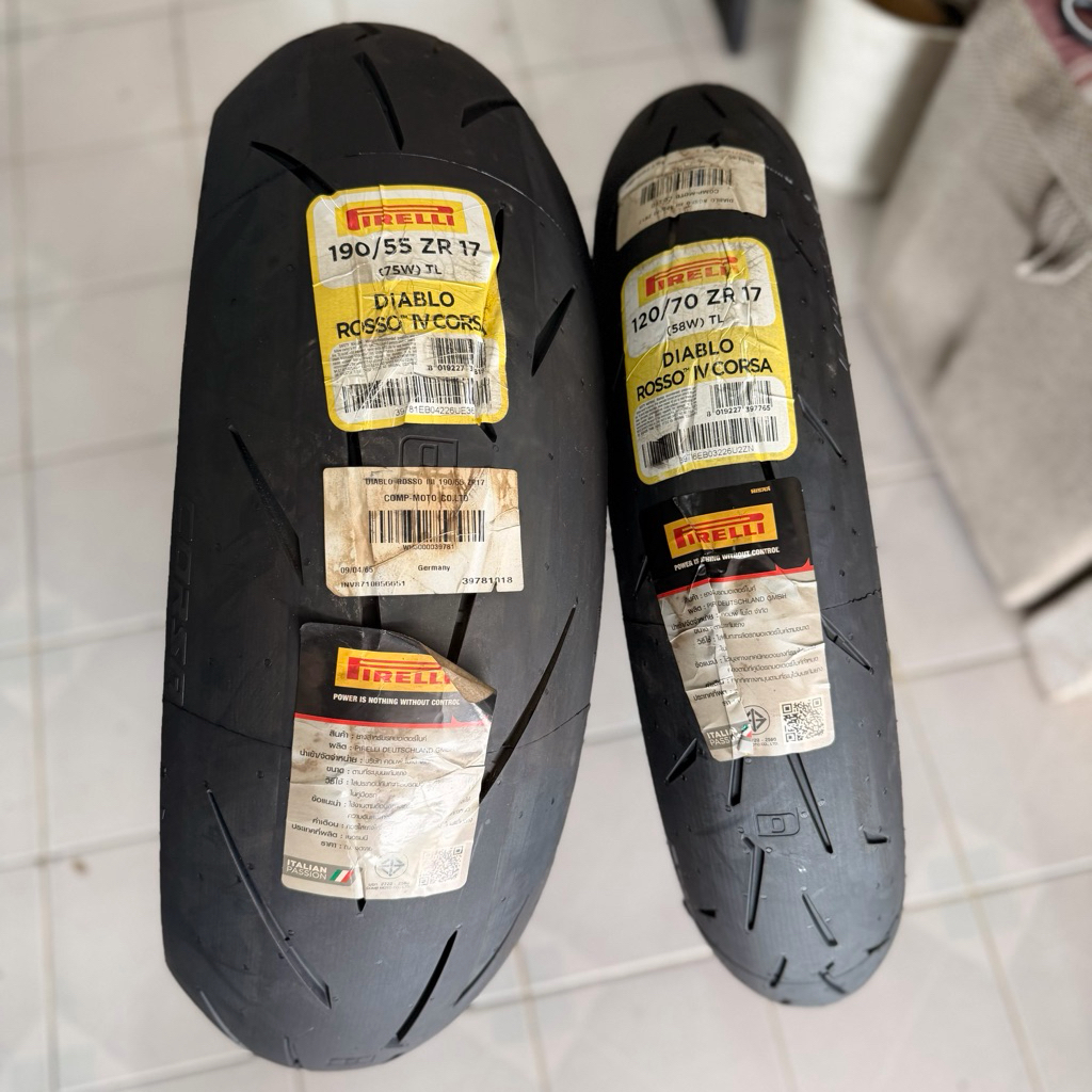 ยางpirelli diablo rosso IV corsa (ปี 21) 120/70-17/190/55-17  ราคาคู่ละ
