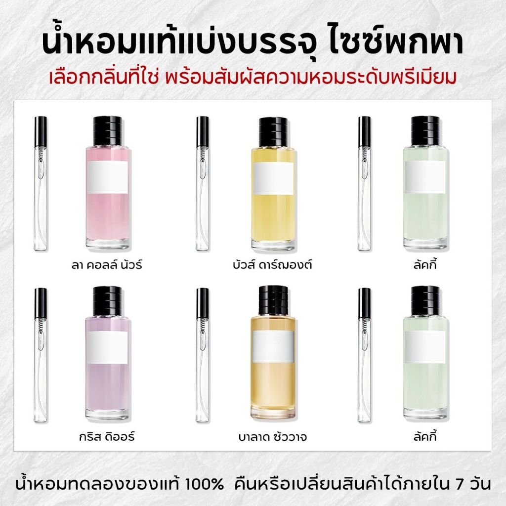 น้ำหอมพกพาขนาด 10ml น้ำหอม EDP Unisex | กลิ่นหอมมีเสน่ห์ ติดทนนาน | ขนาดพกพา