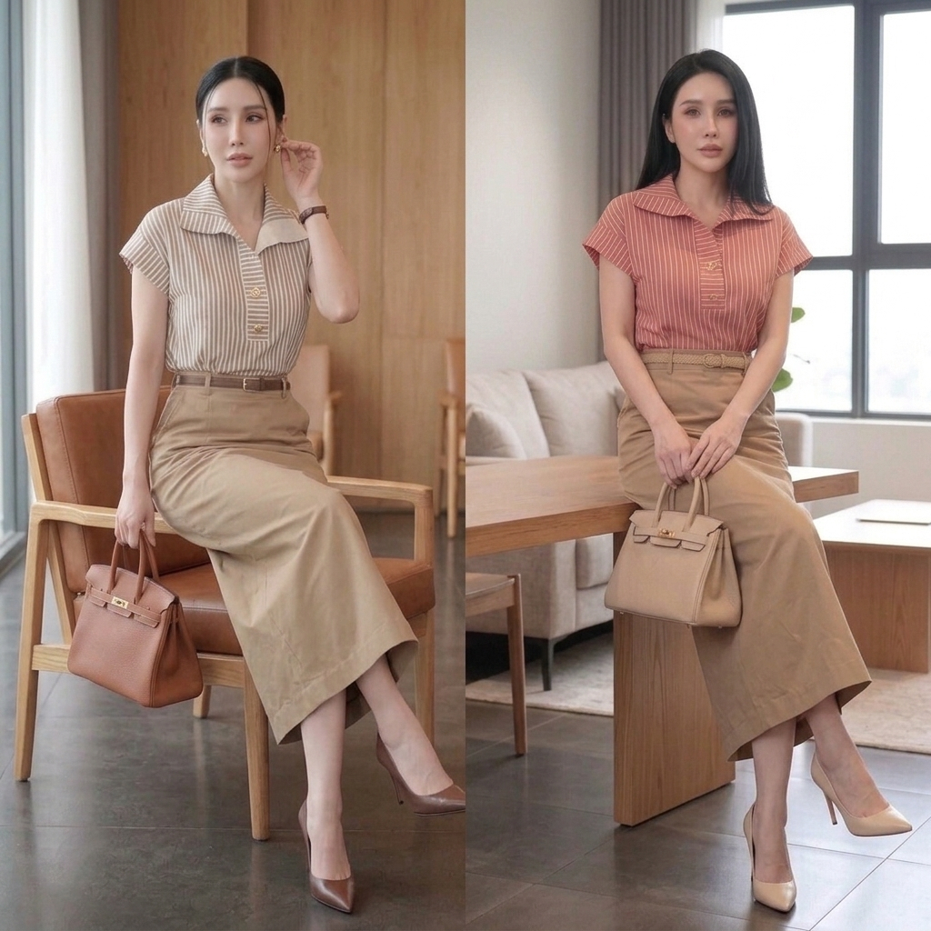 CT888  (เฉพาะเสื้อ) เสื้อเชิ้ตแขนสั้น มินิมอล แมทช์ง่าย