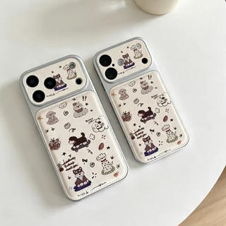 เคสหนังสกรีนลายการ์ตูนกันกล้องสำหรับไอโฟน17 pro max 16/pro/max 15/pro/max 14/pro/max 13 11 17promax 16promax 16plus i17