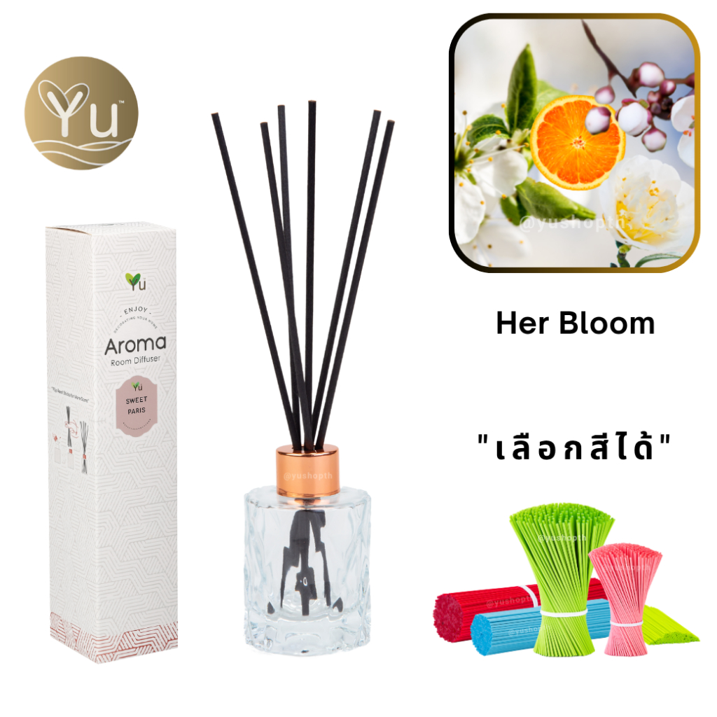 🌟กลิ่น Her Bloom (เฮอร์ บลูม) | Room Diffuser ก้านไม้หอม : กลิ่นคล้าย Berberry Her Blossom EDT | ขวด