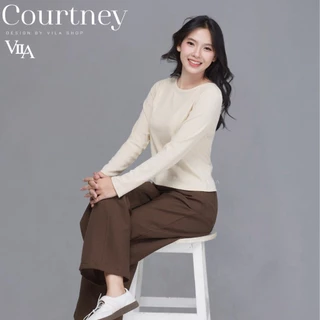 VILA I VL129 Courtney เสื้อเเขนยาวคอปาดผ้านุ่ม