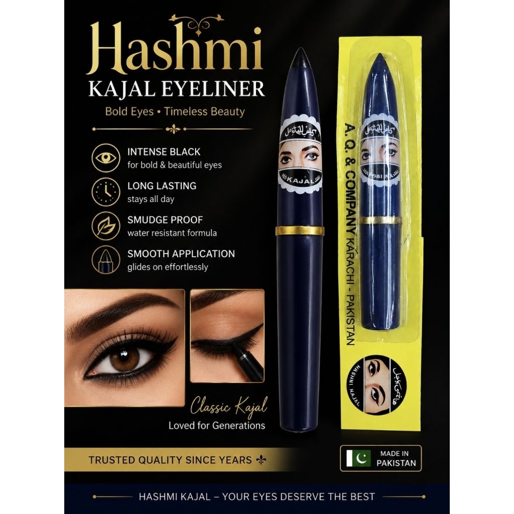 Hashmi kajal natural eyeliner waterproof Pakistan eyeliner อายไลเนอร์ Hashmi kajal สูตรธรรมชาติ กันน