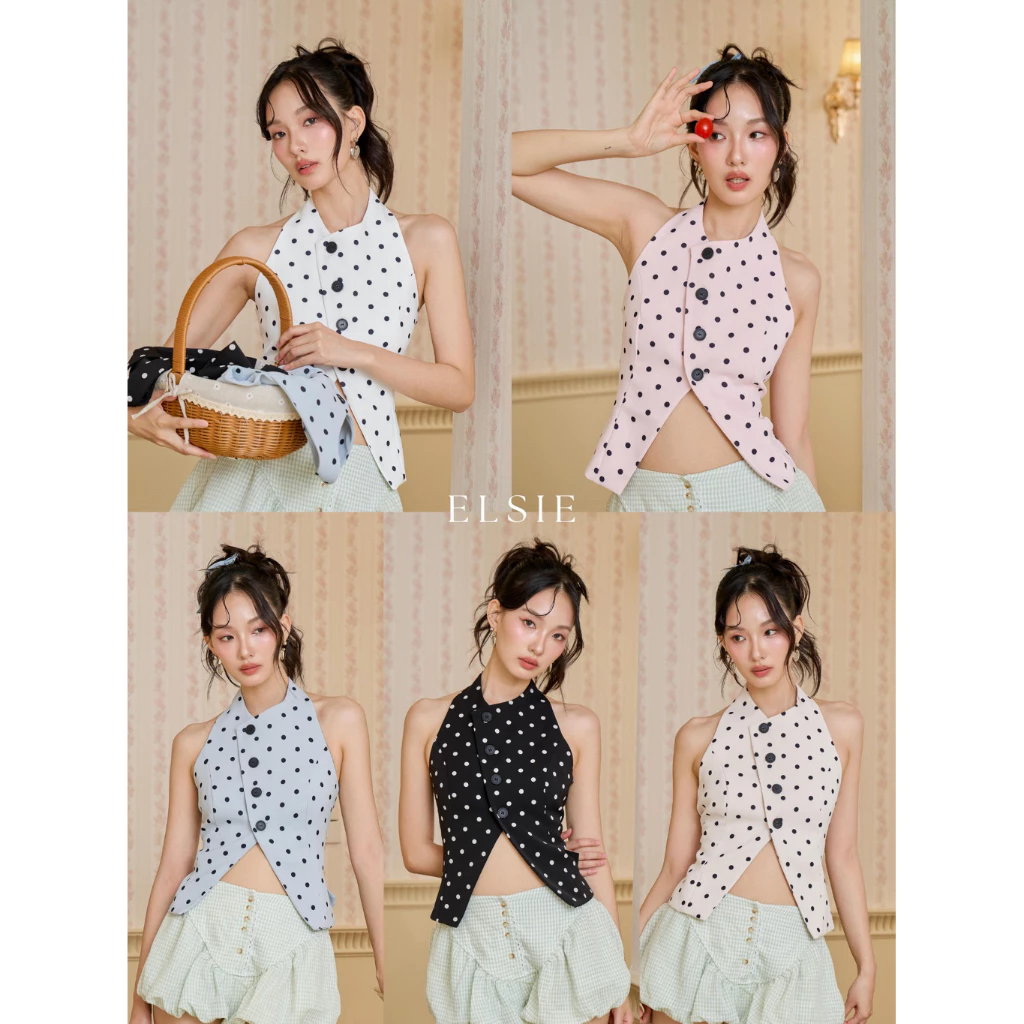 ELSIE TOP (เฉพาะเสื้อ) เสื้อแขนกุดคอเต่าลาย Polka Dot ที่ทั้งน่ารักและมีความคลาสสิกในตัวเดียว