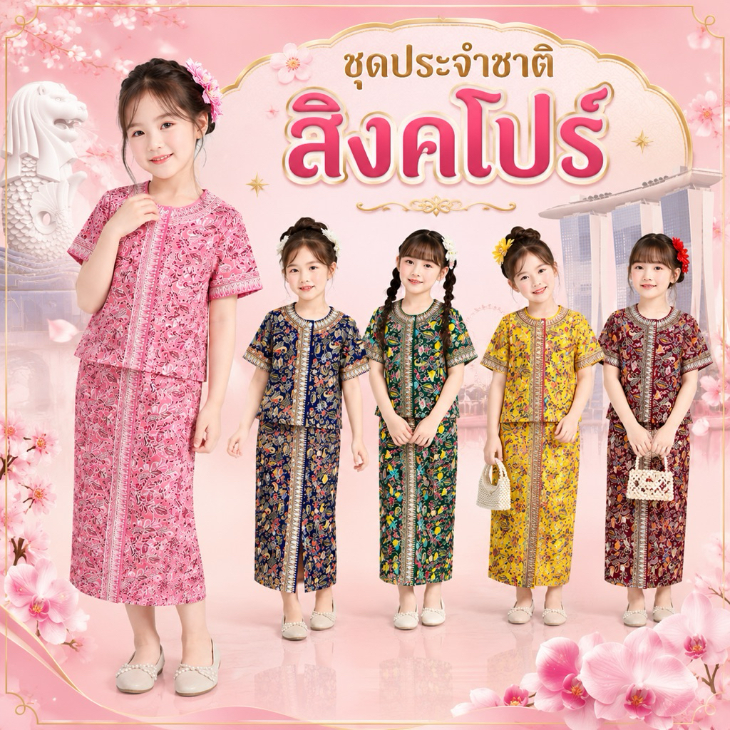 🔥พร้อมส่ง จากกรุงเทพ🔥#8656 ชุดอาเซียน ชุดสิงคโปร์ ชุดประจำชาติ ชุดนานาชาติ ชุดครอสเพลย์