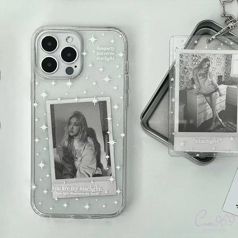 เคสไอโฟน Samsung A16 A12 A15 A06 A03 A05 A23 A03S A13 A14 A05S A54 A04 A30S A52 แอดวานซ์ไวท์แป้งฝุ่นกลิตเตอร์สตาร์อิงลิช