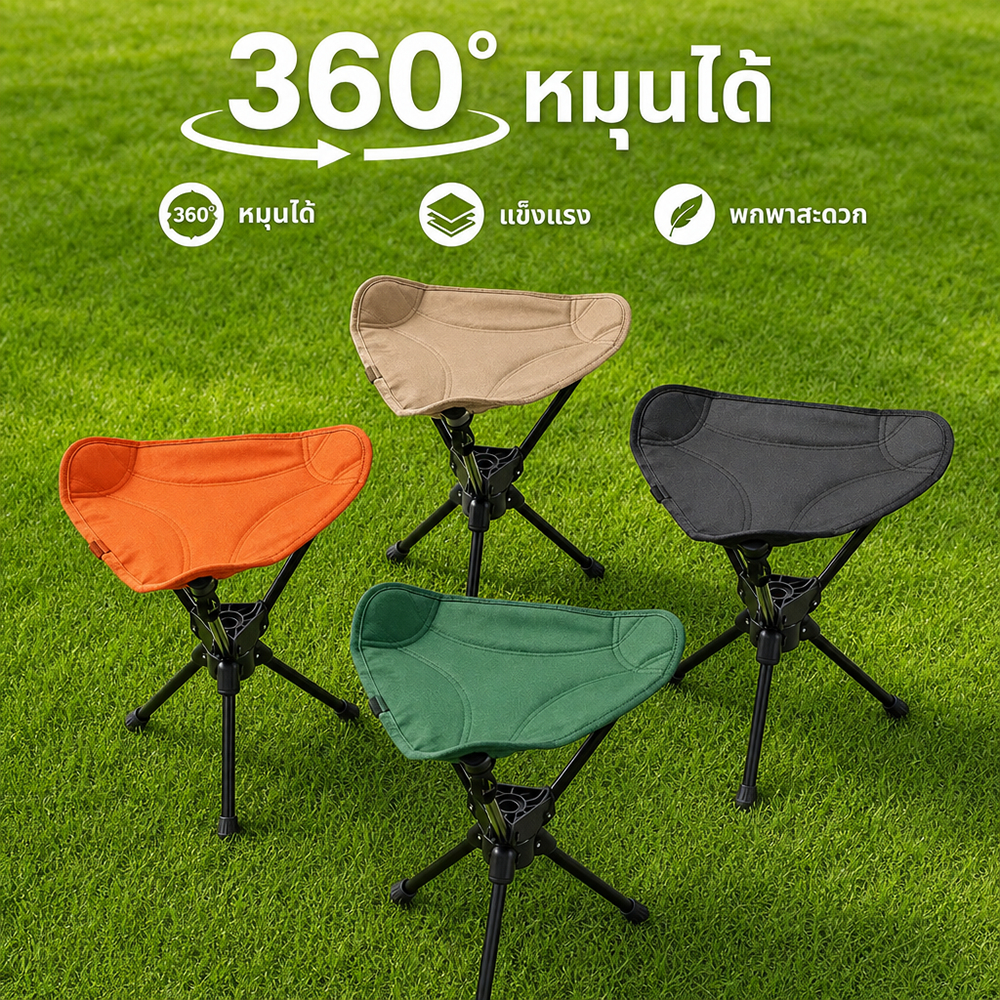 【Super Tribe】เก้าอี้พับหมุน 360° เก้าอี้ตกปลา พกพาสะดวก น้ำหนักเบา โครงเหล็กแข็งแรง ไม่สั่น เหมาะแคมป์ปิ้ง ตกปลา ปิกนิก