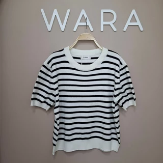[A102] เสื้อไหมพรม คอกลม แขนจั๊ม ลายริ้ว ผ้านุ่ม ใส่สบาย