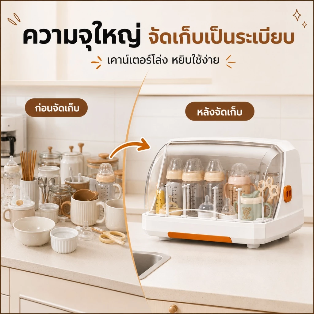 SALVO ที่วางแก้ว กล่องเก็บขวดนม ที่คว่ำจาน เก็บแก้วน้ำ ขวดนม ตะเกียบ ชาม และกันฝุ่น thumbnail 3