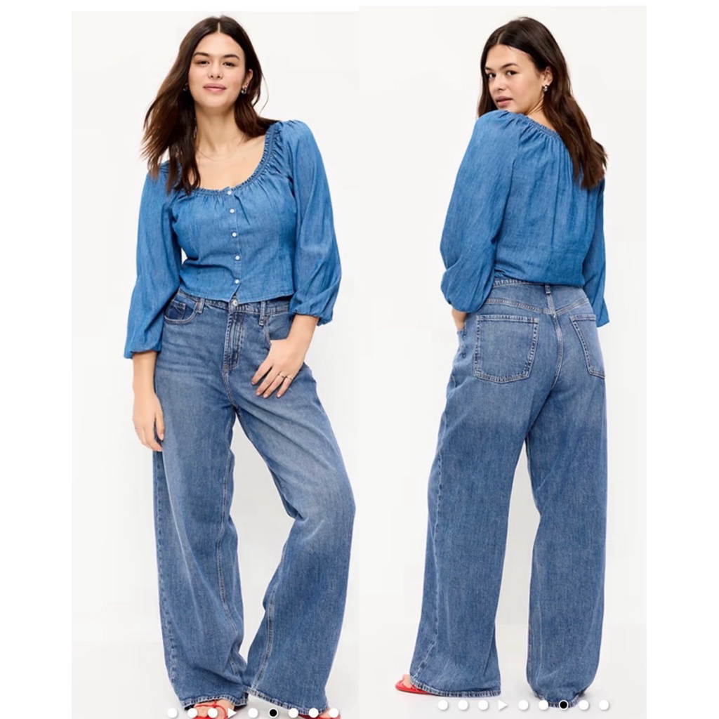 Old Navy Straight Jeans กางเกงยีนส์สีฟอก เอวกลาง ทรงขากระบอก งานแท้