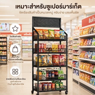 ชั้นวางของเหล็ก 3-5 ชั้น ขนาด 50/60 ซม. ชั้นวางสินค้าอเนกประสงค์ สำหรับบ้าน ร้านค้า ห้องครัว แข็งแรง ส่งจากไทย SNZESKE