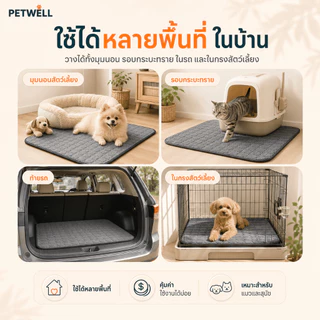 แผ่นรองฉี่สำหรับสัตว์เลี้ยง PETWELL สามารถนำกลับมาใช้ใหม่ ซักได้ กันลื่น ระบายอากาศได้ดี และเหมาะสำหรับการฝึกฉี่ลูกสุนัข