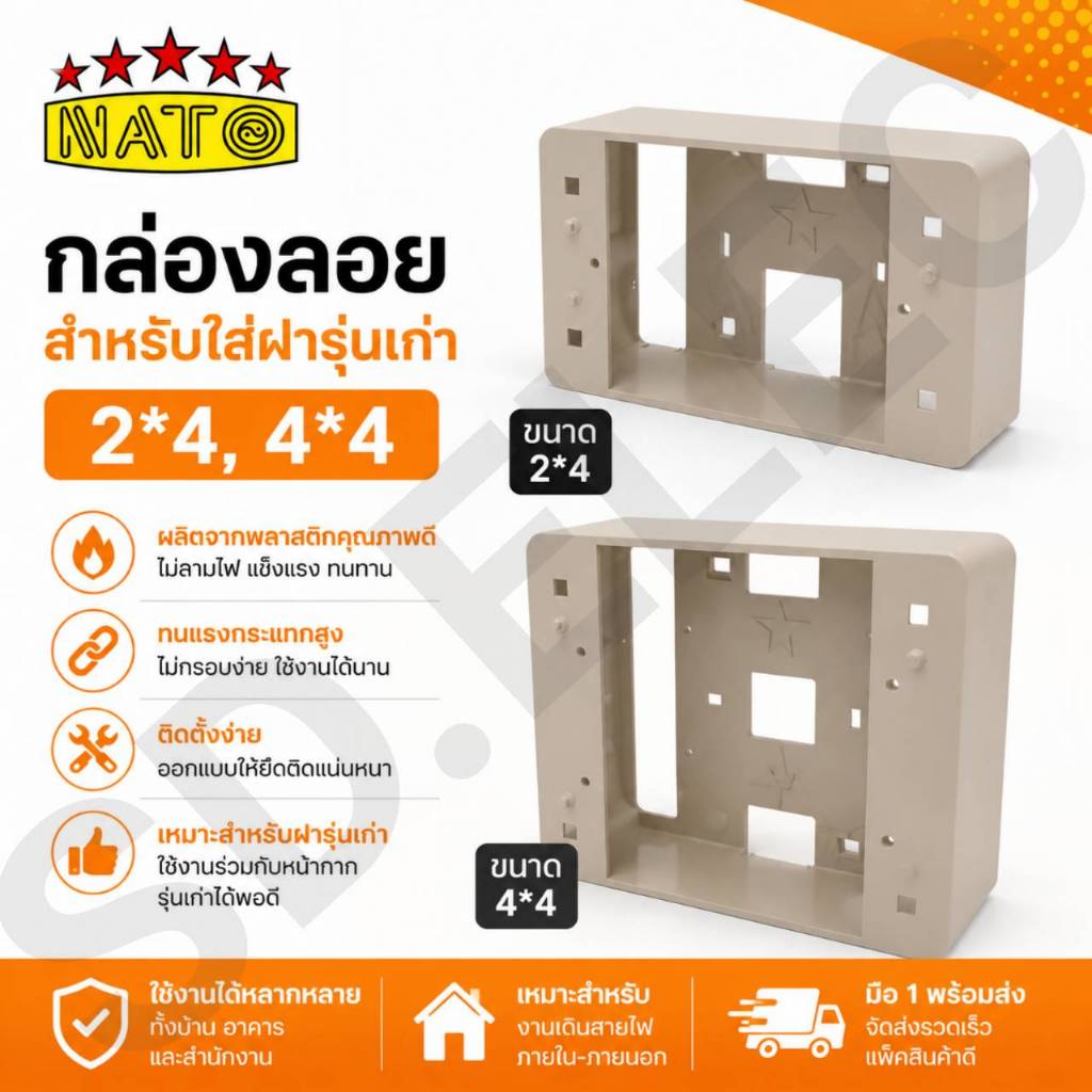 กล่องลอยสำหรับ ใส่ฝารุ่นเก่า 2*4 , 4*4 Nato มือ 1 พร้อมส่ง