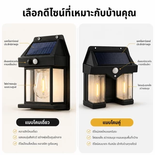 Ofeel โคมไฟติดผนัง LED โซล่าเซลล์ IP67 ไฟแสงอาทิตย์เซ็นเซอร์จับการเคลื่อนไหว ปรับได้ 3 โหมด แสงวอร์ม สำหรับรั้ว บ้าน สวน