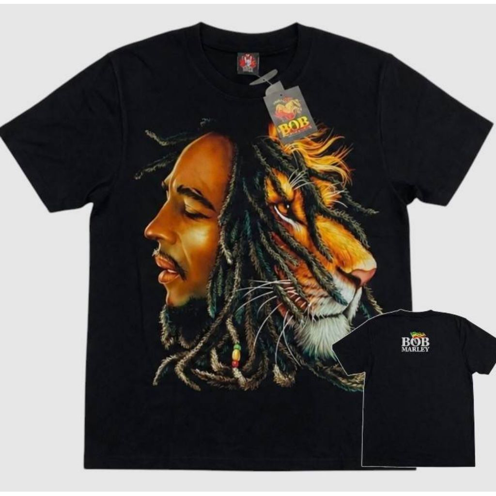 เสื้อยืด Bob Marley ป้าย Rock yeah