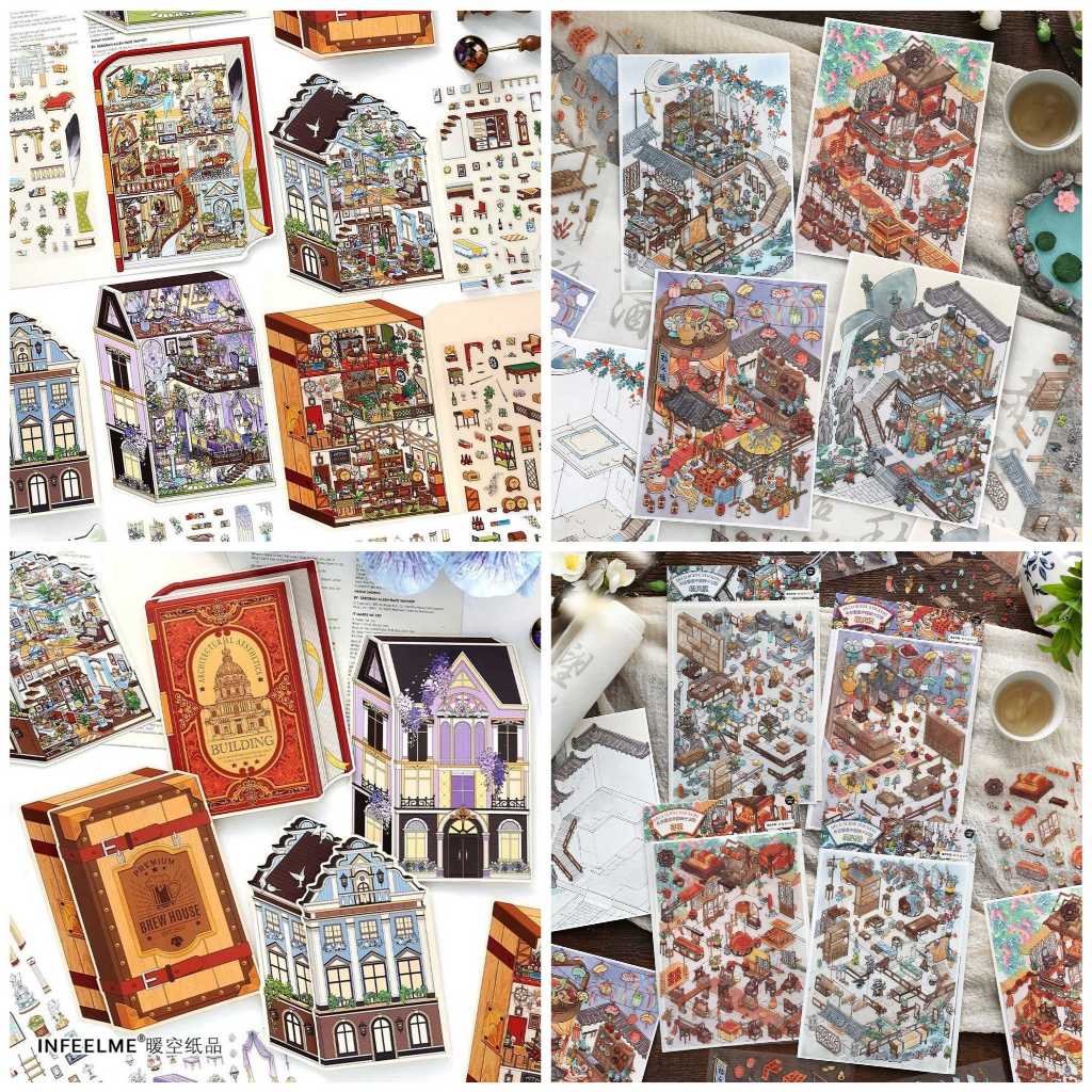 สติ๊กเกอร์ 3D Sticker Scene [ชุด The Grand European Manor] DIY ฉากสติ๊กเกอร์ภูมิทัศน์กันน้ำ Journal Scrapbooking