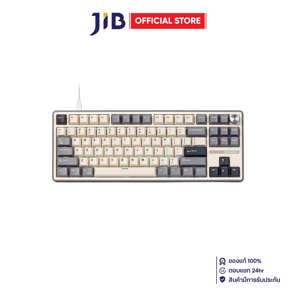 KEYBOARD (คีย์บอร์ด) ROYAL KLUDGE RK R87PRO - QMK/VIA BROWN SWITCH RGB EN/TH HALF GRAY