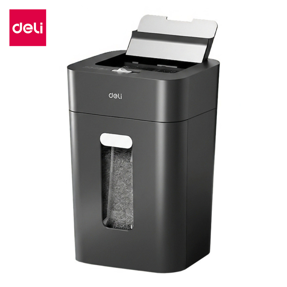 Deli เครื่องทำลายเอกสาร ถังใหญ่ 18L 100แผ่น ละเอียด4x12มม. เครื่องย่อยเอกสารอัตโนมัติ Paper Shredder