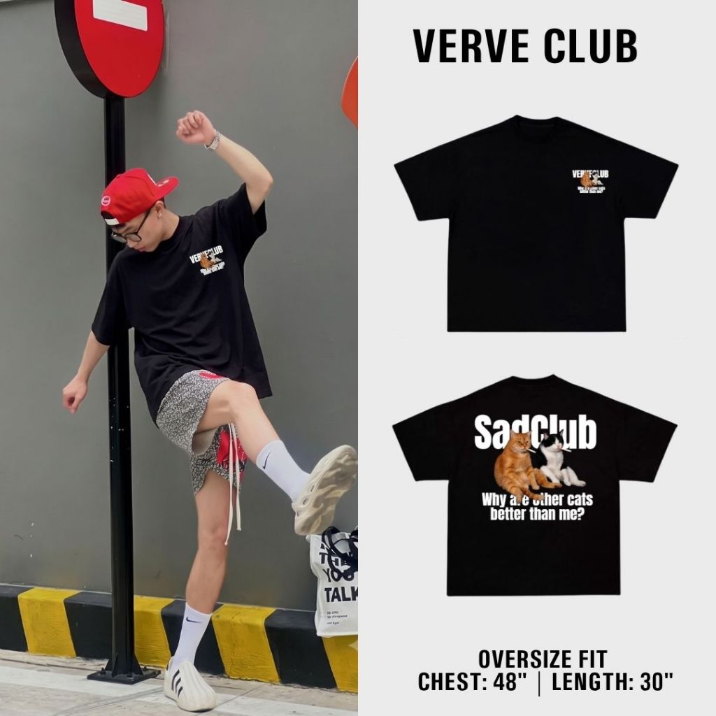 CASSIUS PREMIUM COTTON 100% OVERSIZE สกรีนลาย พรีเมี่ยม &Sad Cat Club