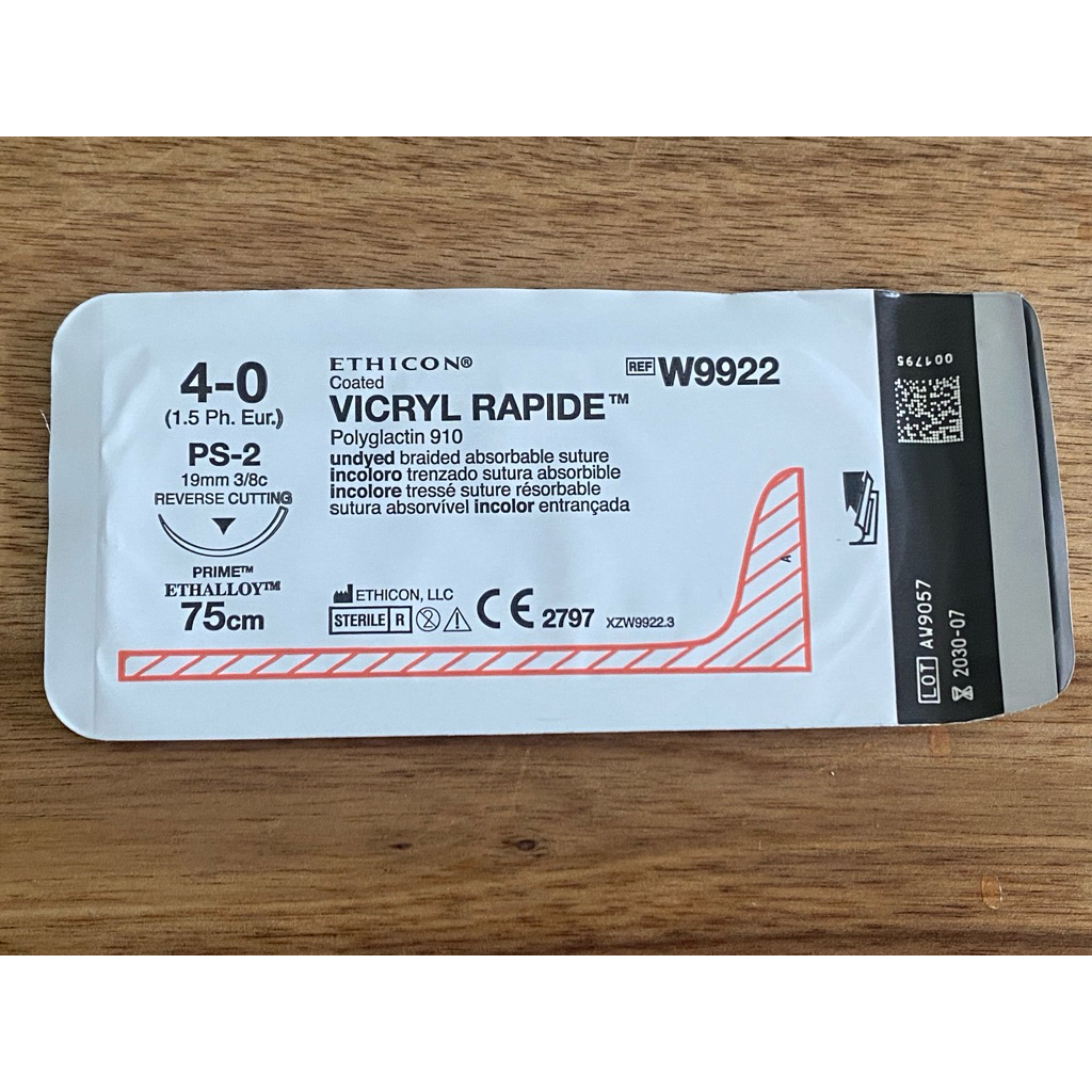 ไหมละลาย Vicryl rapipe 4–0 สินค้าแบรนด์แท้ Ethicon Johnson&Johnson ชิ้นละ 419 บาท