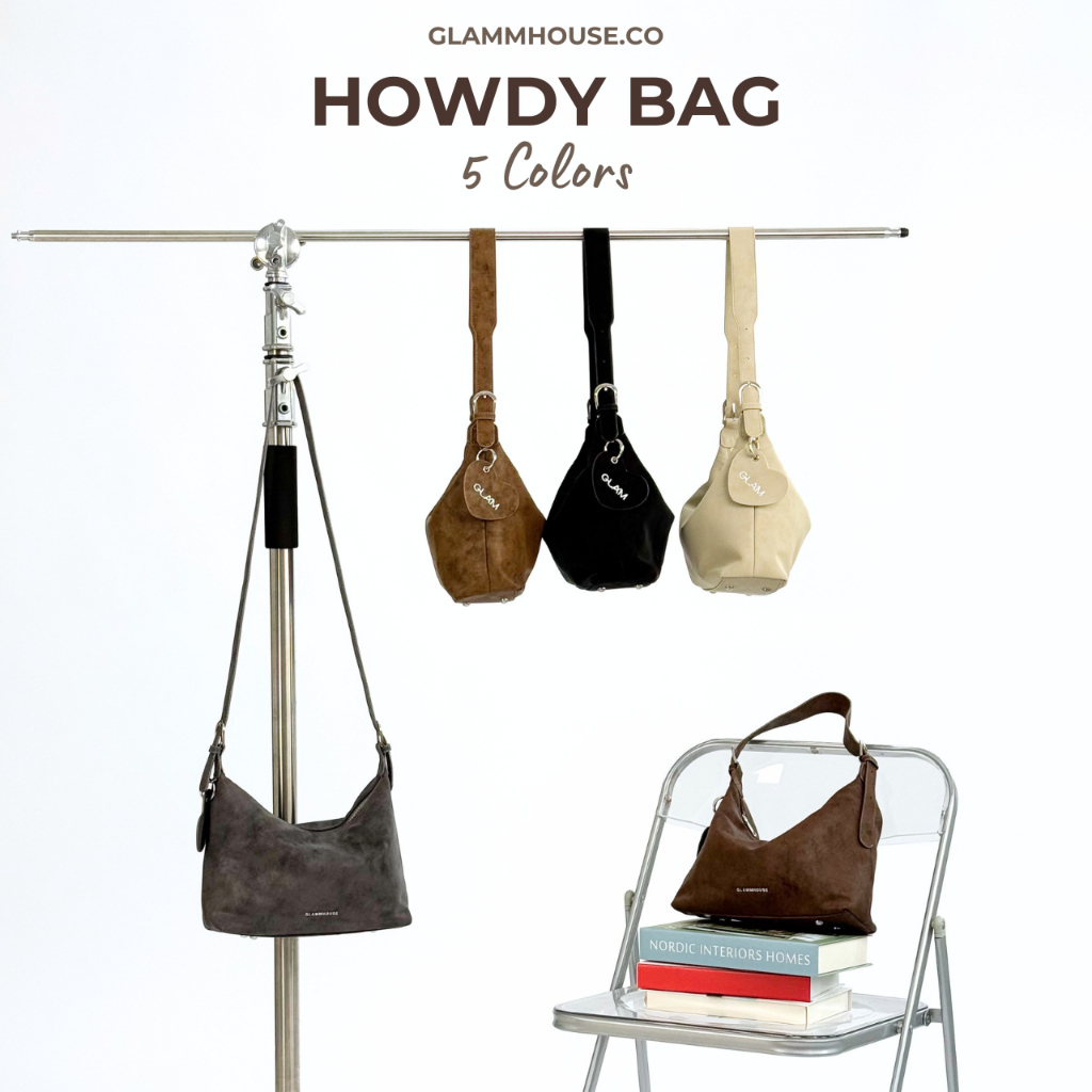 Glammhouse – Howdy bag กระเป๋าสะพายไหล่ผู้หญิง หนังนุ่มเกรดพรีเมียม สาย 2 เส้น สะพายไหล่ Crossbody พร้อมพวงกุญแจหัวใจ