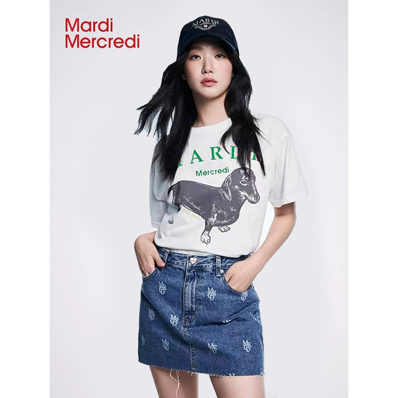 MARDI MERCREDI TSHIRT (จัดส่งภายใน 24 ชั่วโมง) คอกลม ผ้าฝ้าย 100% ลายสุนัขดัชชุนด์
