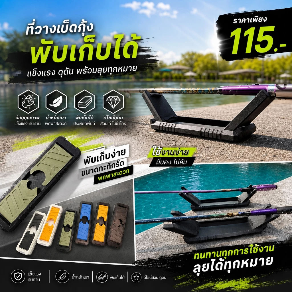 วางเบ็ดกุ้ง พับเก็บได้ ดีไซน์แนว ดุุดัน พร้อมส่ง