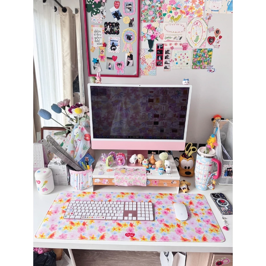 amuse stuff-mousepad flower แผ่นรองเม้าส์ลายดอกไม้ขนาด30*80เซน