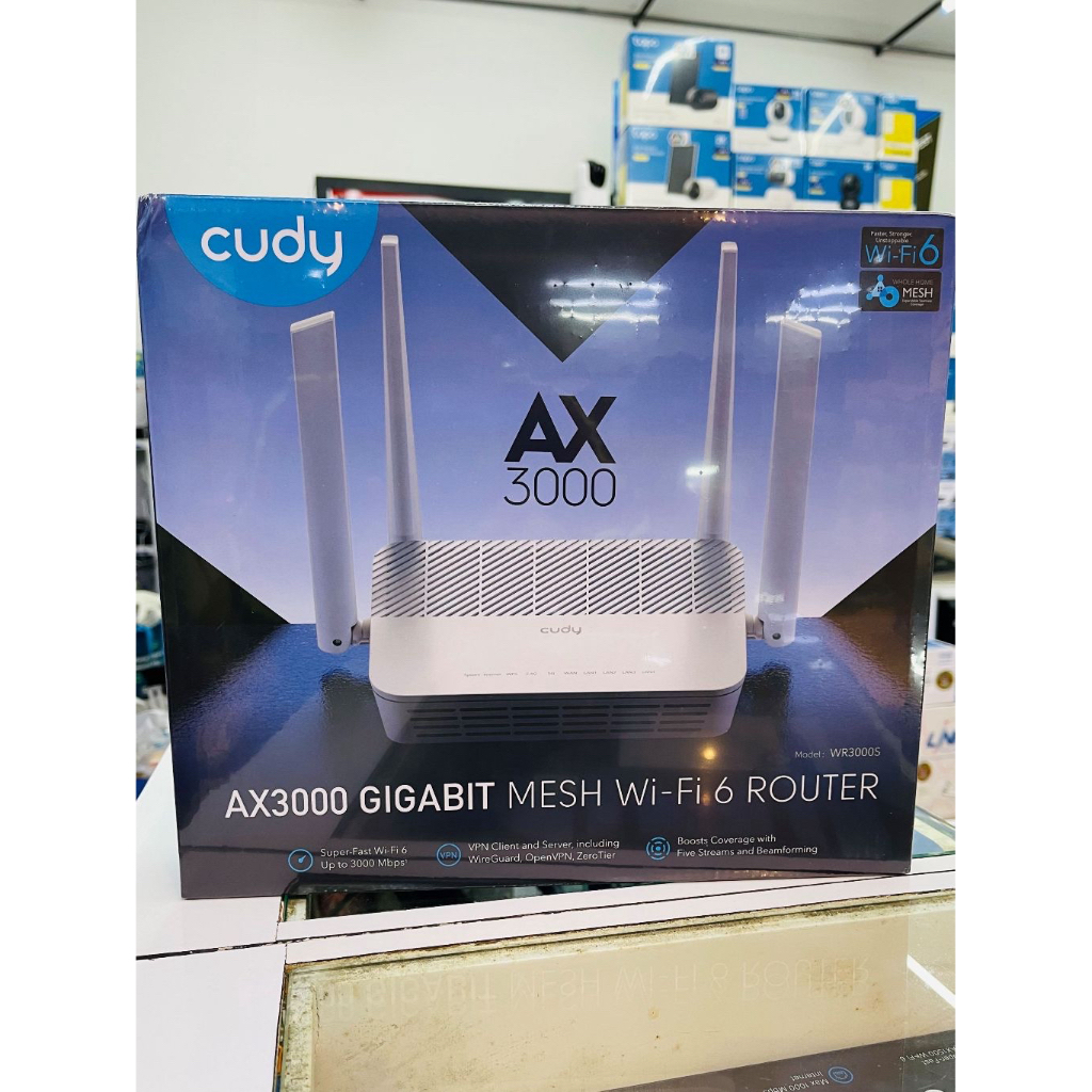 เราเตอร์ไวไฟ CUDY WR3000S AX3000 Gigabit Dual Band Wi-Fi 6 Mesh Router, 5 Gigabit Ports (สีดำ)