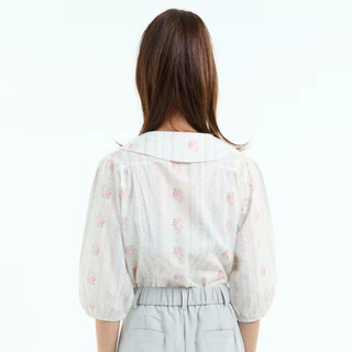 Bemingtop1250(S-3XL) - Fuli Top - เสื้อเบลาส์แขนยาวดีไซน์ปกบัวเทลจับจีบด้านหน้า