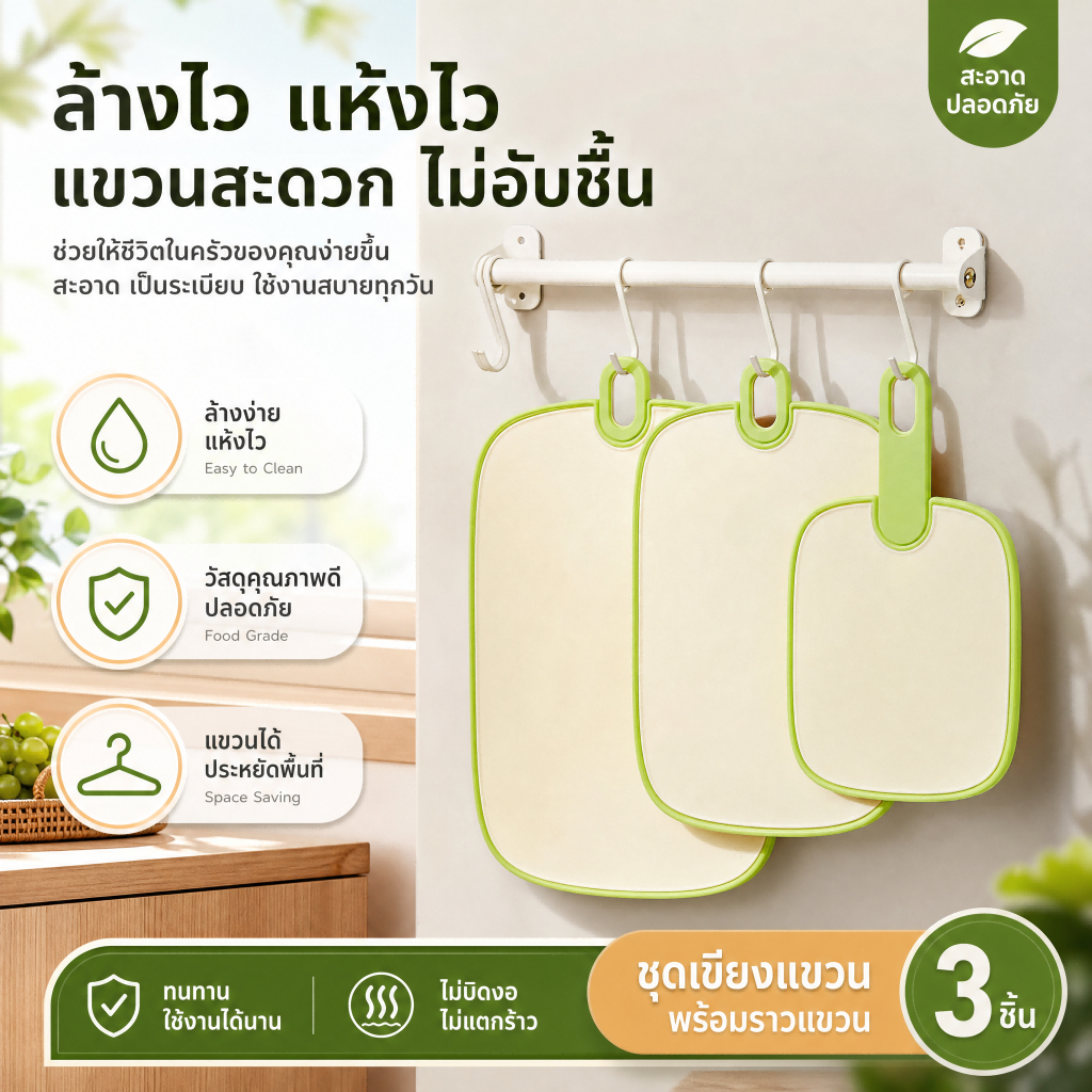 ชุดเขียงครัว ต้านแบคทีเรีย สำหรับหั่นผัก ผลไม้ และอาหารเด็ก Chopping Board Baby Food ใช้ในบ้าน ขนาดเล็ก พกพาง่าย คุ้มค่า