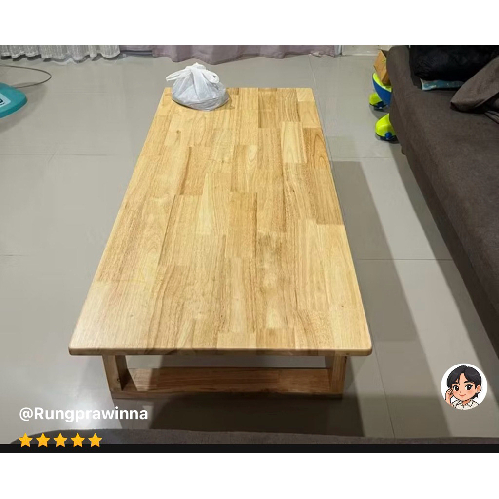 โต๊ะญี่ปุ่นไม้ยางพารา / ขากล่องเฟรม ขาพับได้ / สูง 40-50-60 ซม สั่งปรับขนาดแจ้งในแชทจ้า