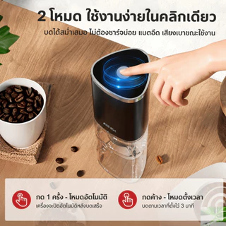 MEEVIDA เครื่องกาแฟ เครื่องบดกาแฟไฟฟ้า Electric Coffee Grinder มินิ ปรับละเอียดได้ 5 ระดับ 155ML