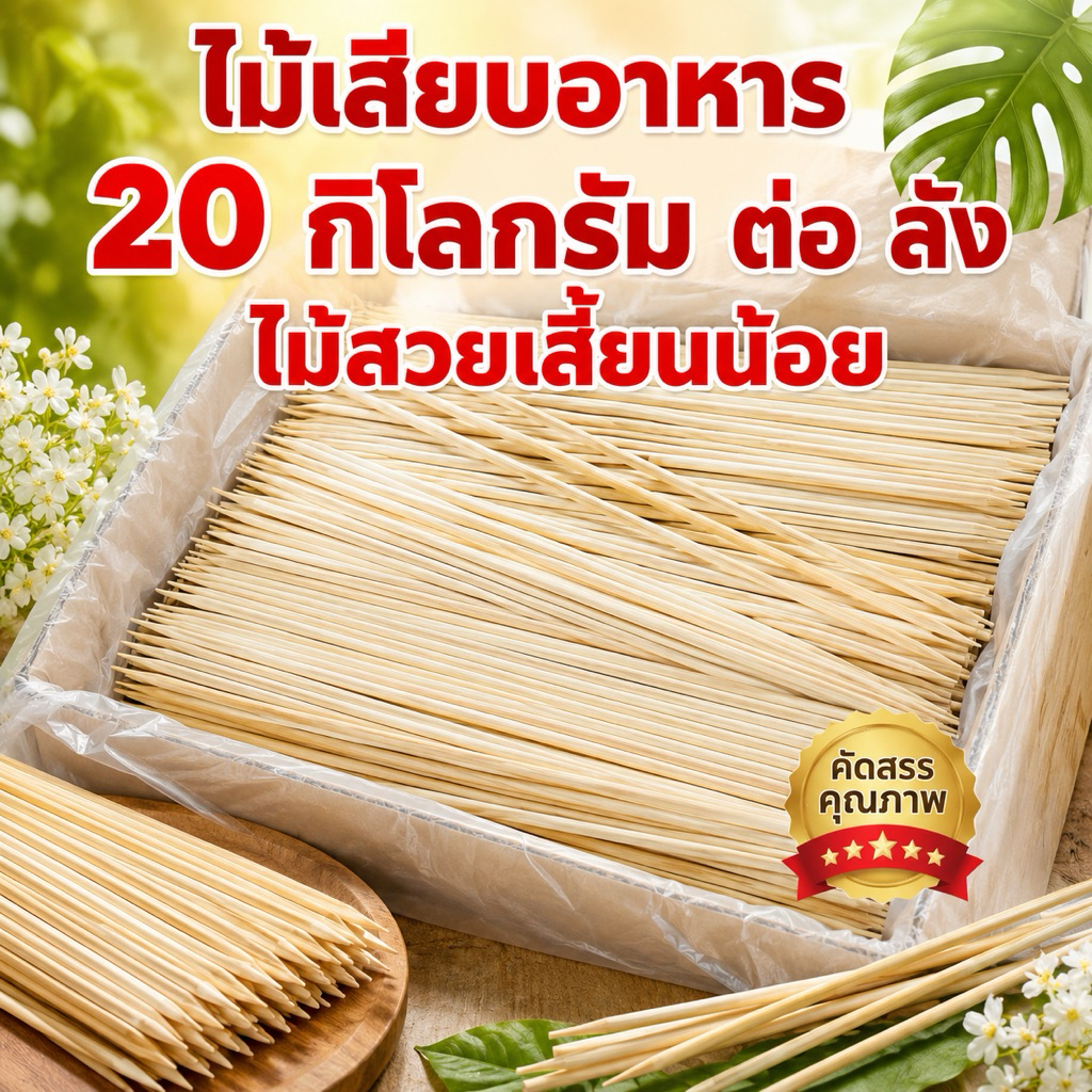 ไม้เสียบอาหาร ลังละ 20 กิโลกรัมต่อลังนะคะ