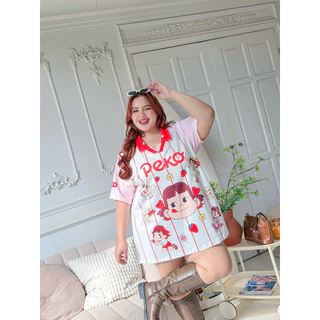 (ส่งด่วน) OVP Shirt Bigsize เสื้อคอวี คอปก ลายการ์ตูน อก46-66“ (PT)