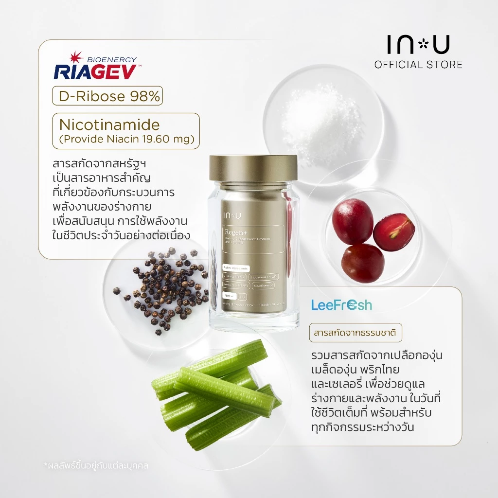 IN U Regen+ Dietary Supplement Product ผลิตภัณฑ์เสริมอาหาร รี เจ็น พลัส (30 แคปซูล) thumbnail 5