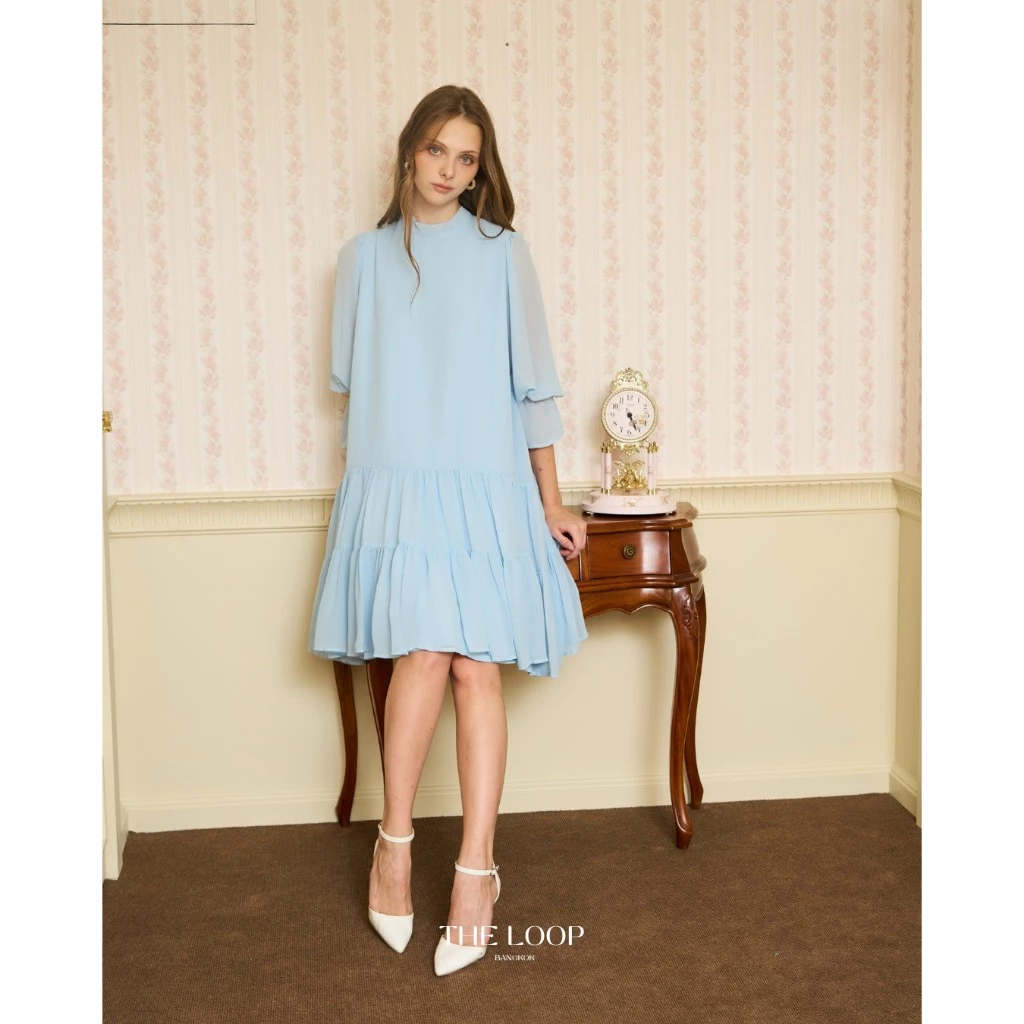 TheLoopBangkok| Whitney dress เดรสทรงปล่อยพรางหุ่น ผ้าพริ้ว มีสายผูกหลัง