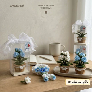 [ส่งฟรี] กระถางดอกไม้ลวดกำมะหยี่ Handmade ของขวัญวันแม่ ชุดของขวัญวันเกิด/ปัจฉิม (ฟรี! การ์ดอวยพร & บริการห่อของขวัญ)