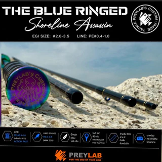 🦑 คันเบ็ดตกหมึก & ปลาชายฝั่ง “The Blue Ringed” จาก PREYLAB 🌊 แบบ 4 ท่อน พกพาสะดวก – ยาว 8.6 ฟุต 🐟