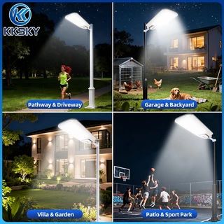 KKSKY ไฟถนนโซล่าเซลล์ LED 2000W 1000W 500W แสงที่แข็งแกร่ง ด้วยรีโมทคอนโทรล ไฟเซ็นเซอร์ Solar Light โคมไฟถนน IP67 กันน้ำ