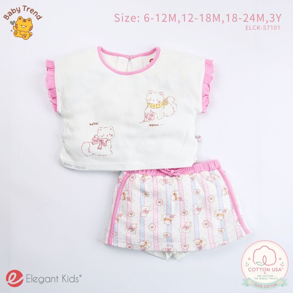 Elegant Kids ชุดลูกสาว 6เดือน ถึง 3ขวบ ชุดเสื้อ+กระโปรงสั้น Pastel Kitten Collection | Babytrend